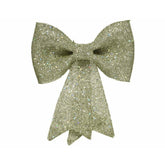 Decoris Hanging Plastic Bow with Glitter 40cm - Light Gold